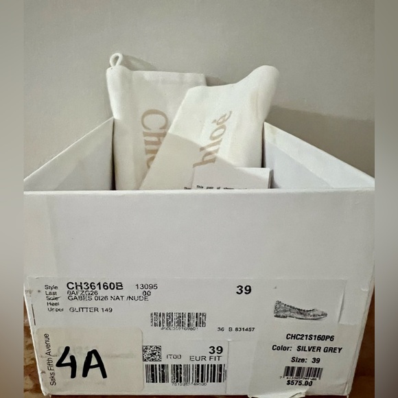 Chloe women Ballets Flat shoes Size 39 Metallics Silver Gray Shoes - Picture 12 of 14